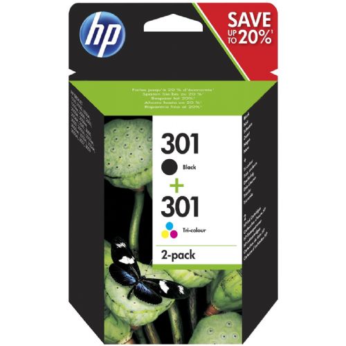 CARTUCCIA HP MULTIPACK  HP 301 Bk+ HP 301 Colore ORIGINALE N9J72AE